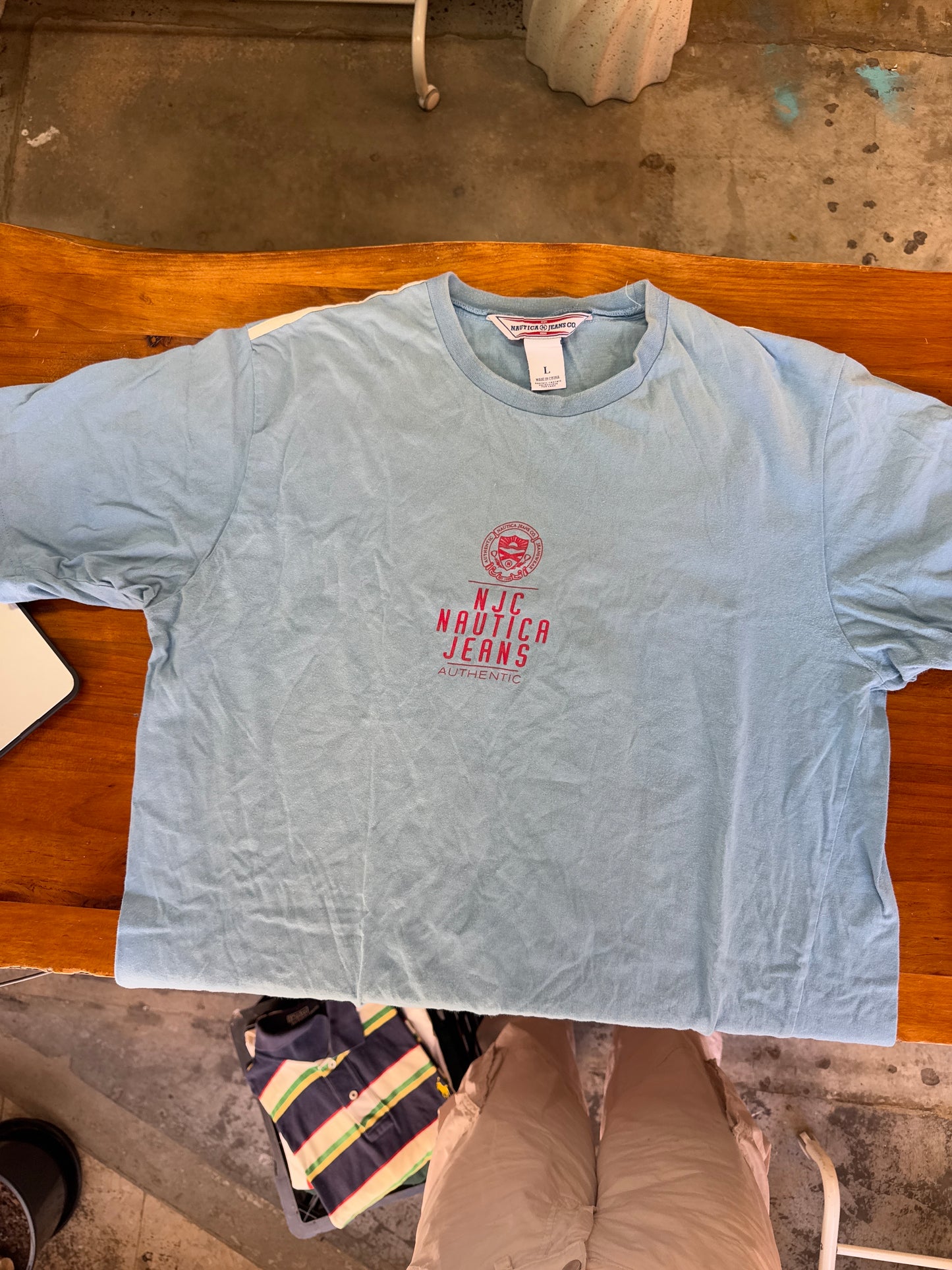 Vintage Nautica Jeans Co. Light Blue Graphic T-Shirt