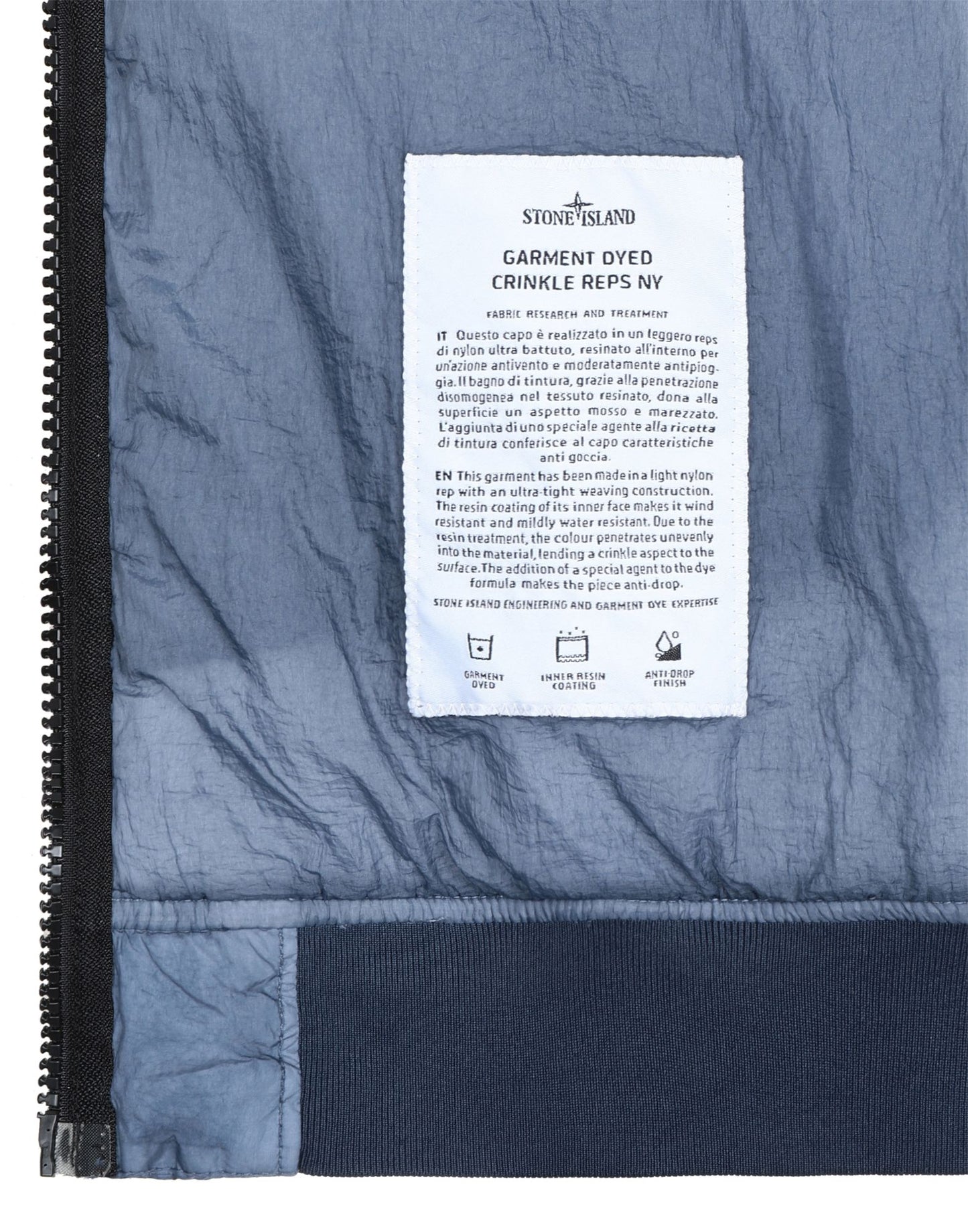 Veste en tissu froissé teint en pièce Stone Island