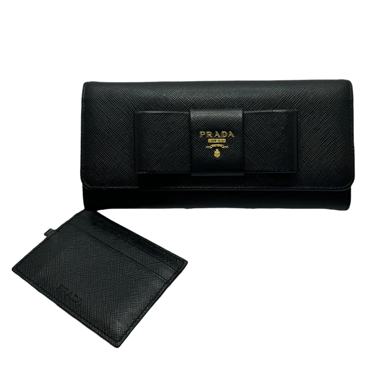 Prada Saffiano Leather Bow Continental Wallet