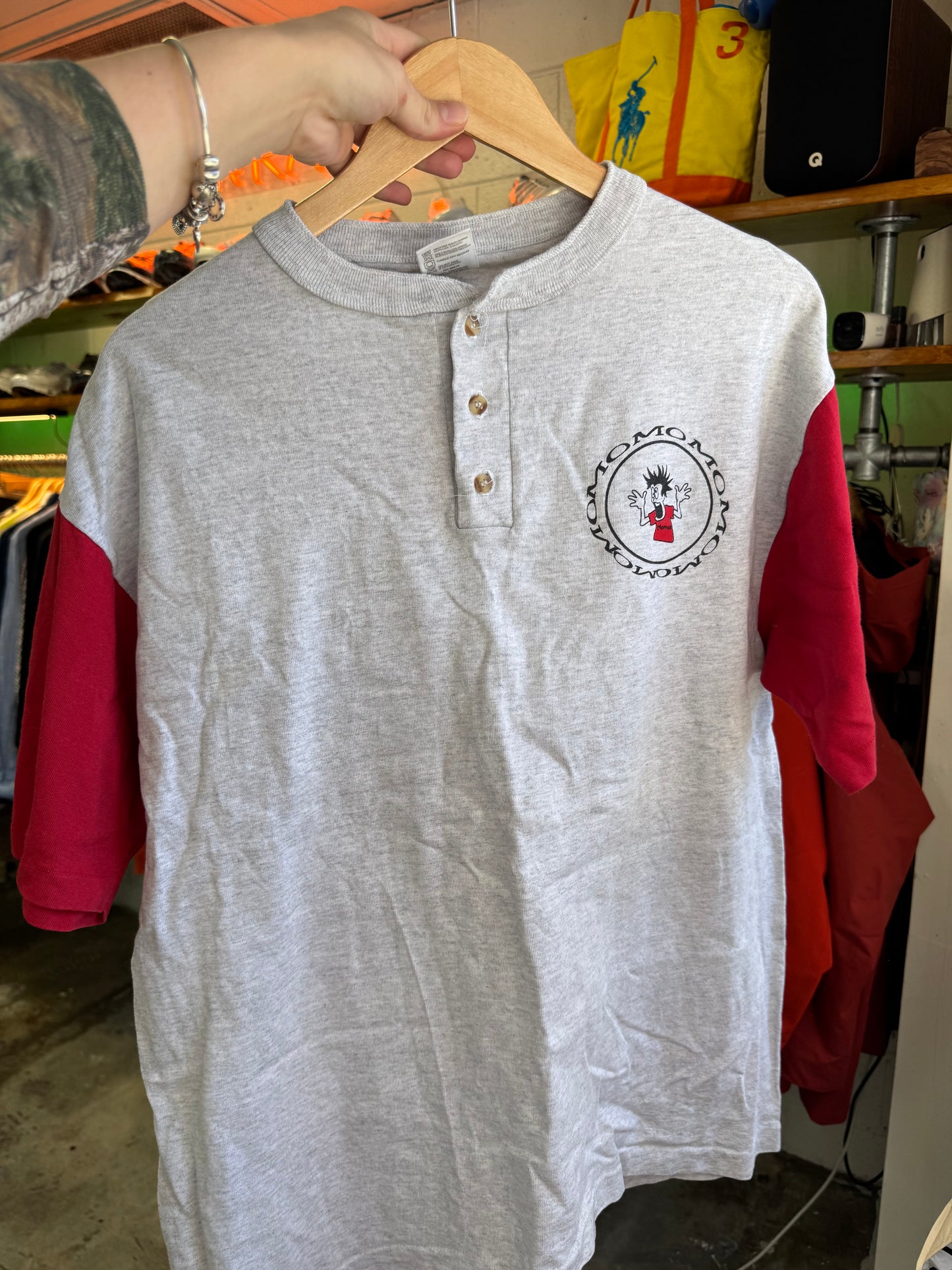 Vintage Screaming Crimson MoMos Henley Tee