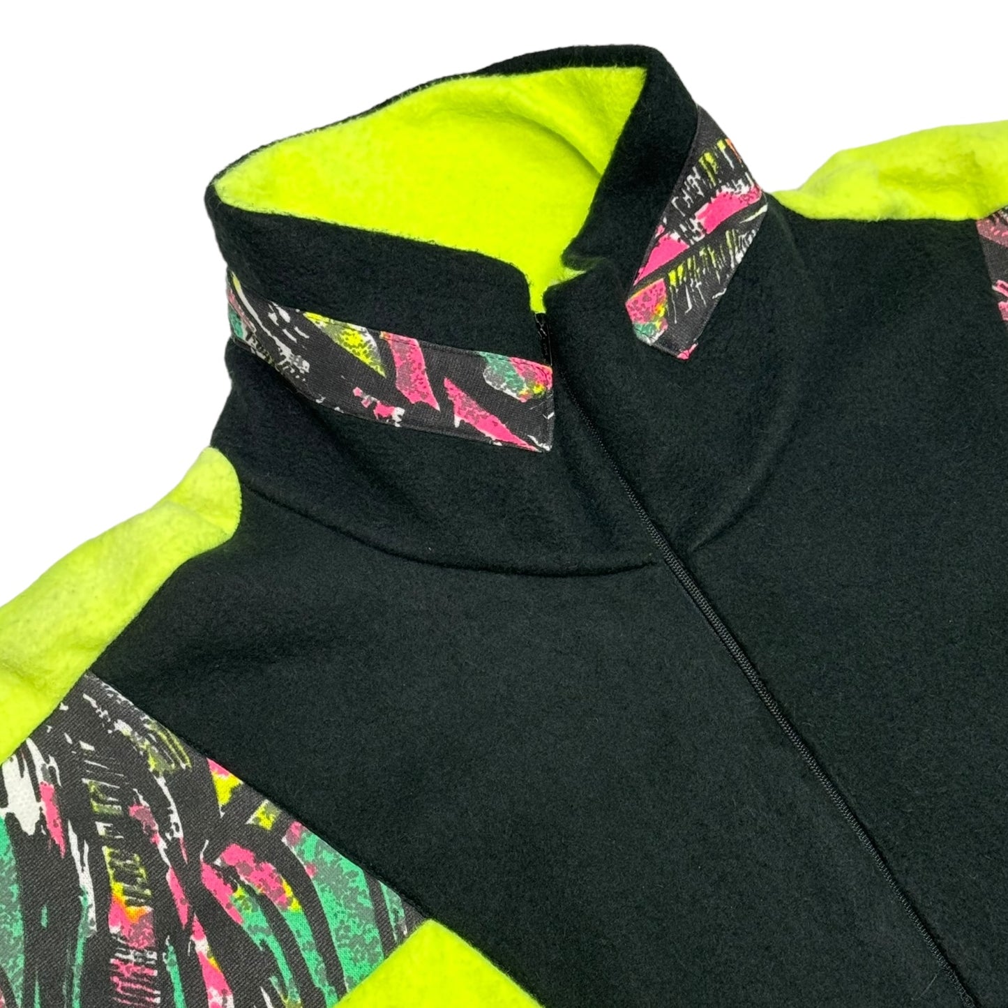 Vintage Neon Patterned Fleece Jumper