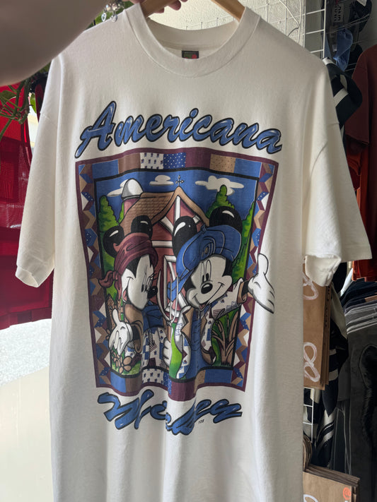 Vintage 1990 Jerry Leigh Mickey & Minnie Mouse 'Americana' T-Shirt