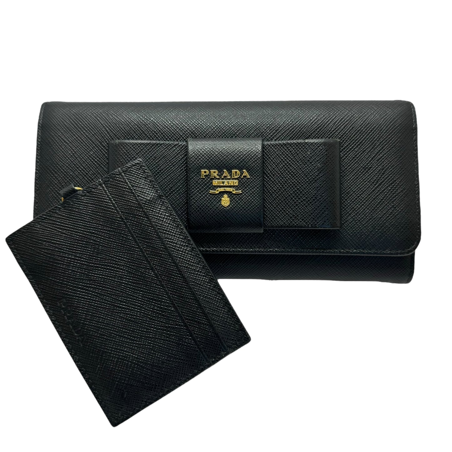 Prada Saffiano Leather Bow Continental Wallet